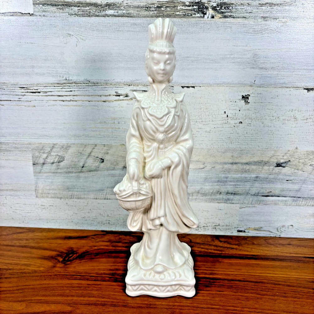 Guan Yin Kwan Yin ARDCO Buddhism Compassion of Mercy White Ceramic Statue‎ 13.5"